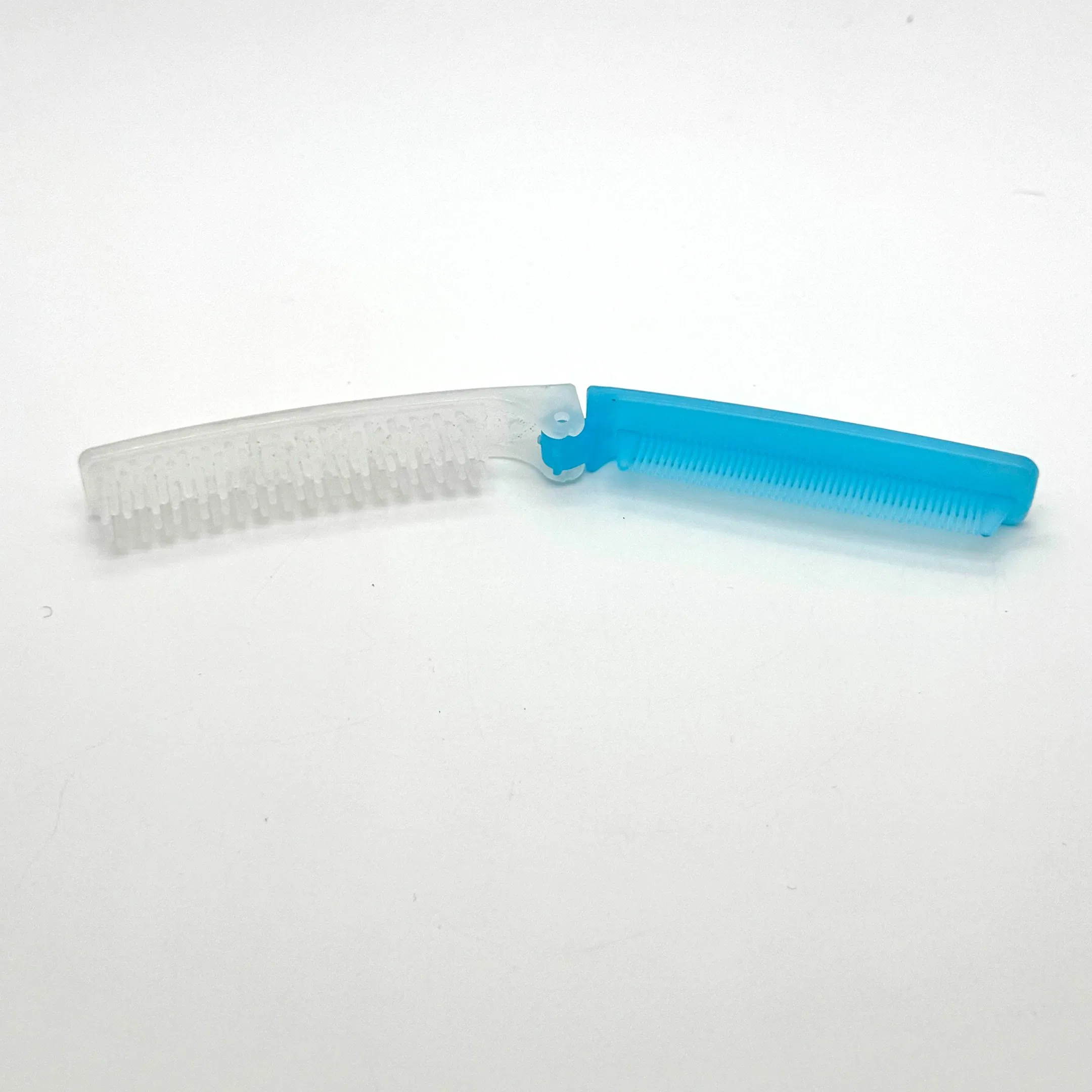 Blue and White Double Toothed Plastic Folding Comb 07