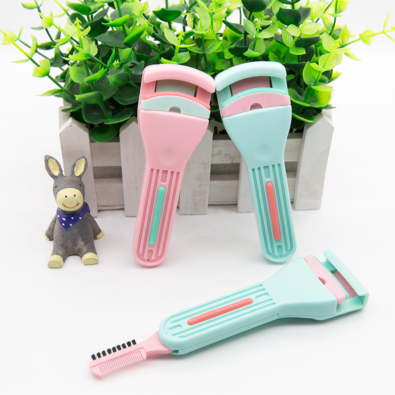 Women's Stainless Steel & Silicone Handle Eyelash Curler Makeup Tool Customizable Color