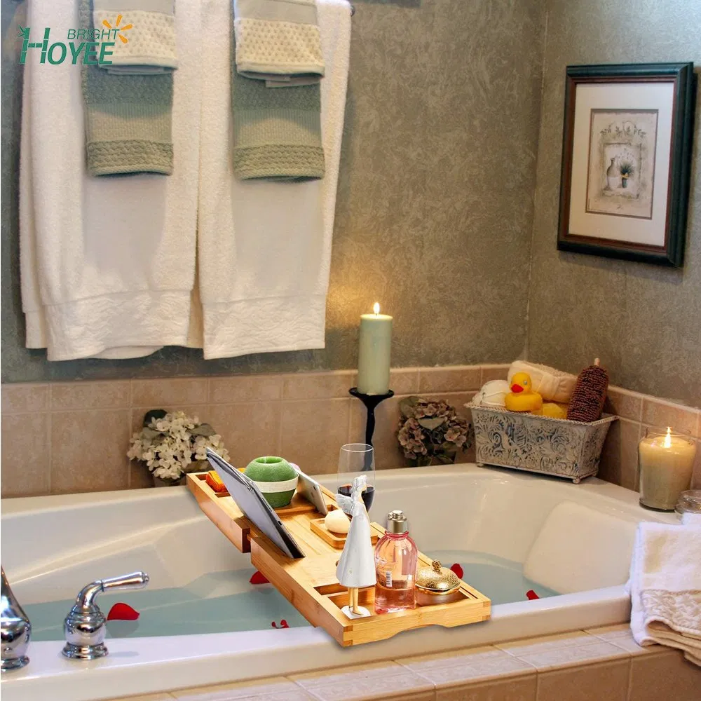 Adjustable Bamboo Bathtub Caddy Tray