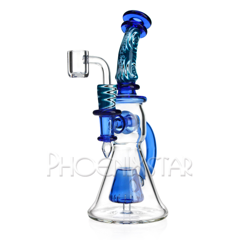 Phoenix 9 Inches Recycler DAB Oil Rig Handy Glass Smoking Water Pipes with Quartz Banger Arts Crafts Northstar Glass Rod High Quality