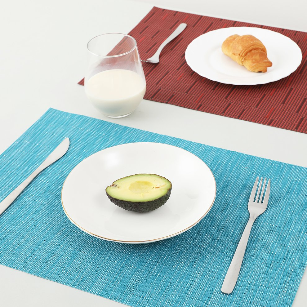 Heat Resistant Non-Slip Placemats for Dining Table Washable Vinyl Woven Place Mat PVC Table Mats Sets