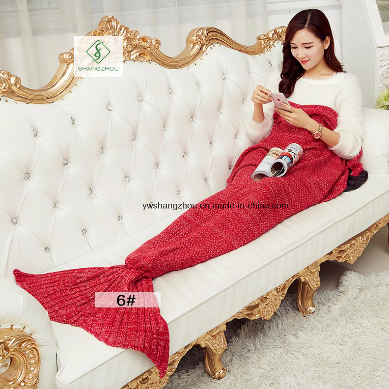 180cm*90cm Crochet Mermaid Tail Blanket Soft Sleeping Bag Knitted Blanket