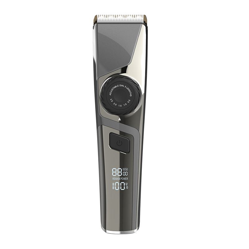 Men's LCD Ceramic Blade Rechargeable Hair Clipper for Home Use, Low Noise Shaver and Hair Trimmer