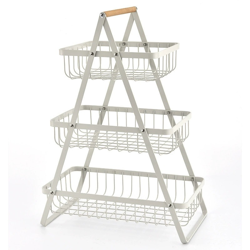 Three-Layer Removable Iron Fruit & Snack Storage Rack Household Kitchen Metal Basket