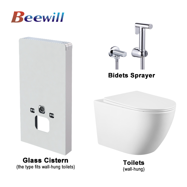Luxury Sanitary Ware Dual Flushing Toilet Bidet Glass Cistern Toilet Tank Wc Toilet