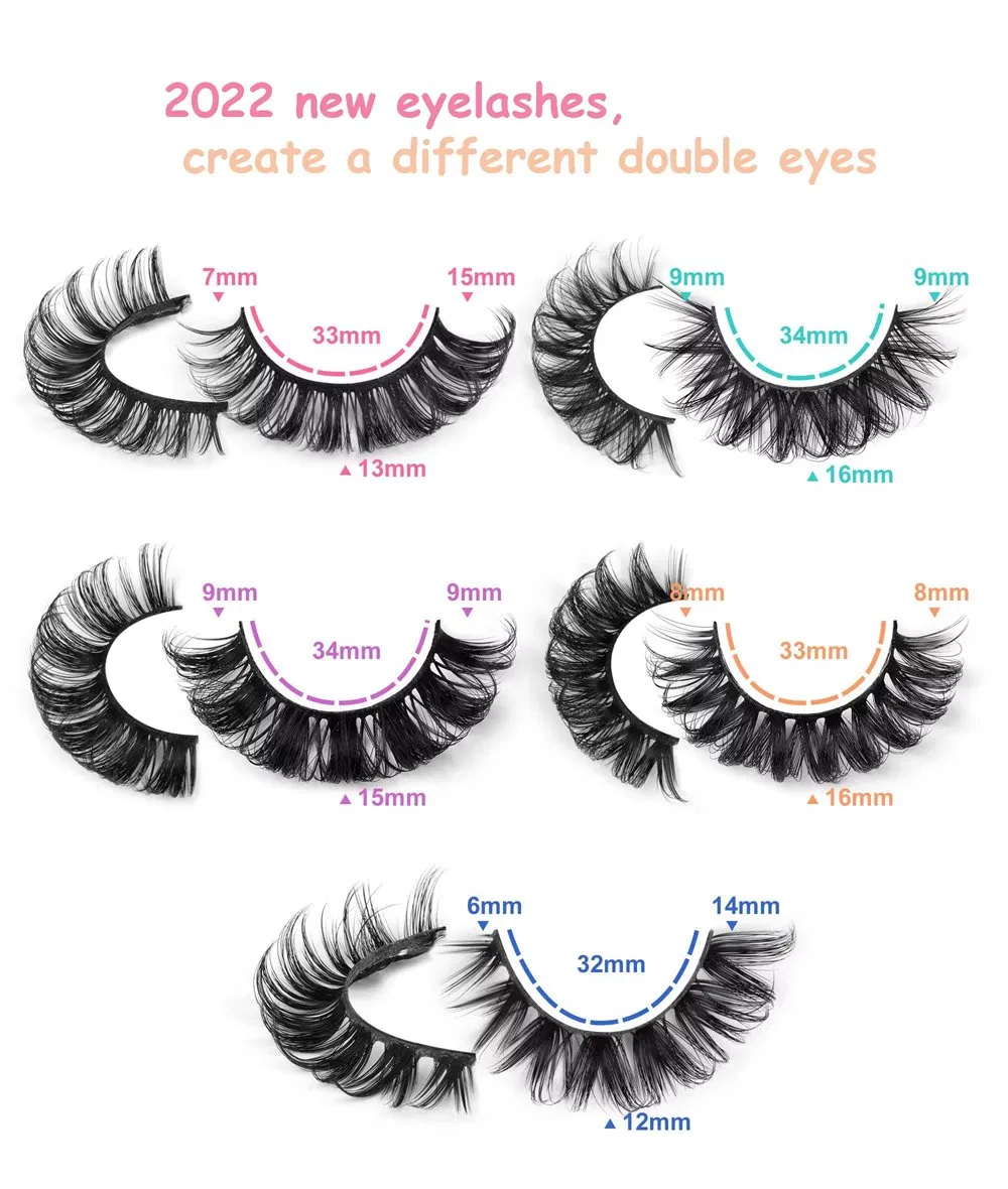 New Trend D Curly Mink Eyelash D C Curl Russian Volume False Eyelash Strips, Wholesale Double 3D Faux Mink Eyelashes Vendor