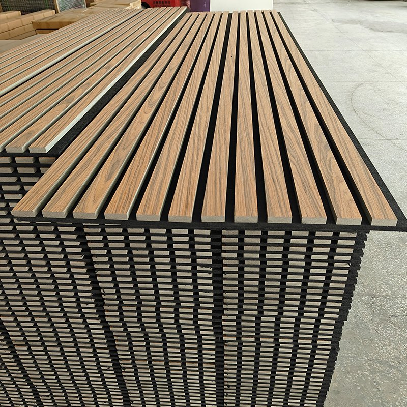 Eco-Friendly Slat Wood Panel Akupanel Veneer Pet MDF Acoustic Panel