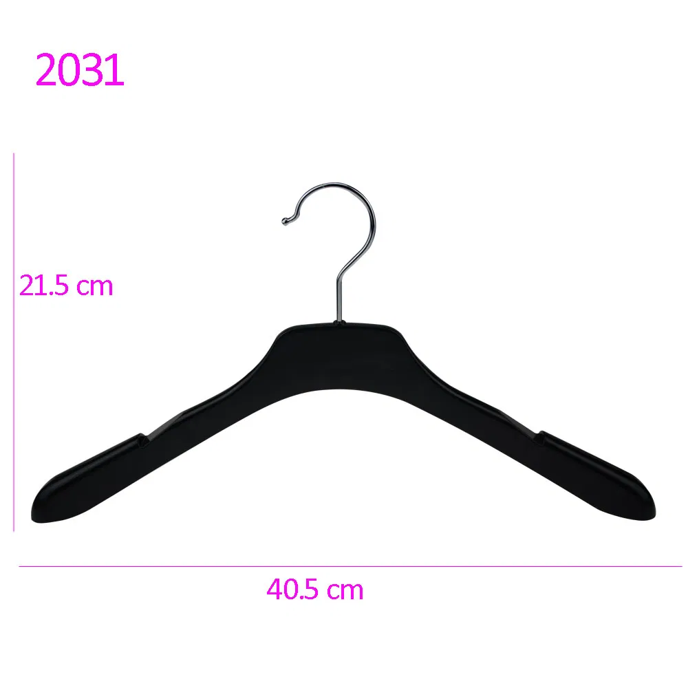 Hot Sale Black Female Clothes Plastic Hangers with Metal Hook