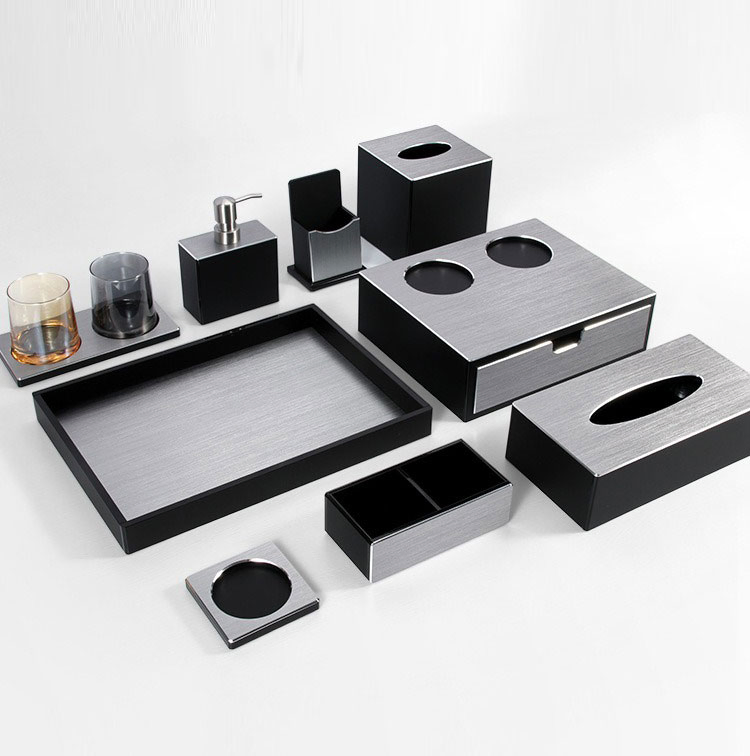 Fashion Accessories Bedroom Furniture Sets PVC Resin Plastic Guestroom PU Leather Items Hotel Amenities