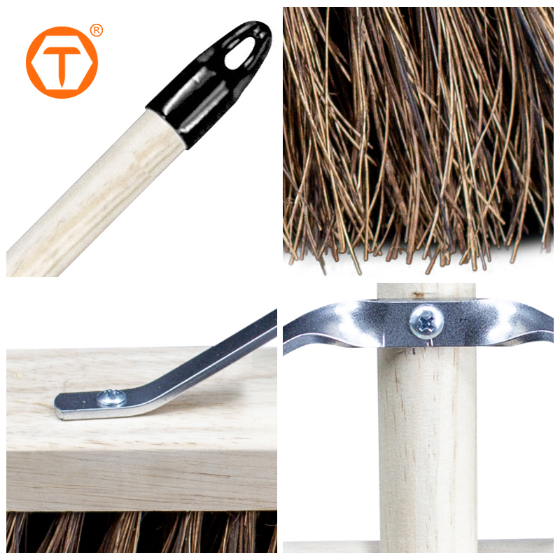 Wholesale Heavy Duty Push Broom Floor Cleaning Sweeping Scrubbing Hand Broom Brush with Wooden Handle