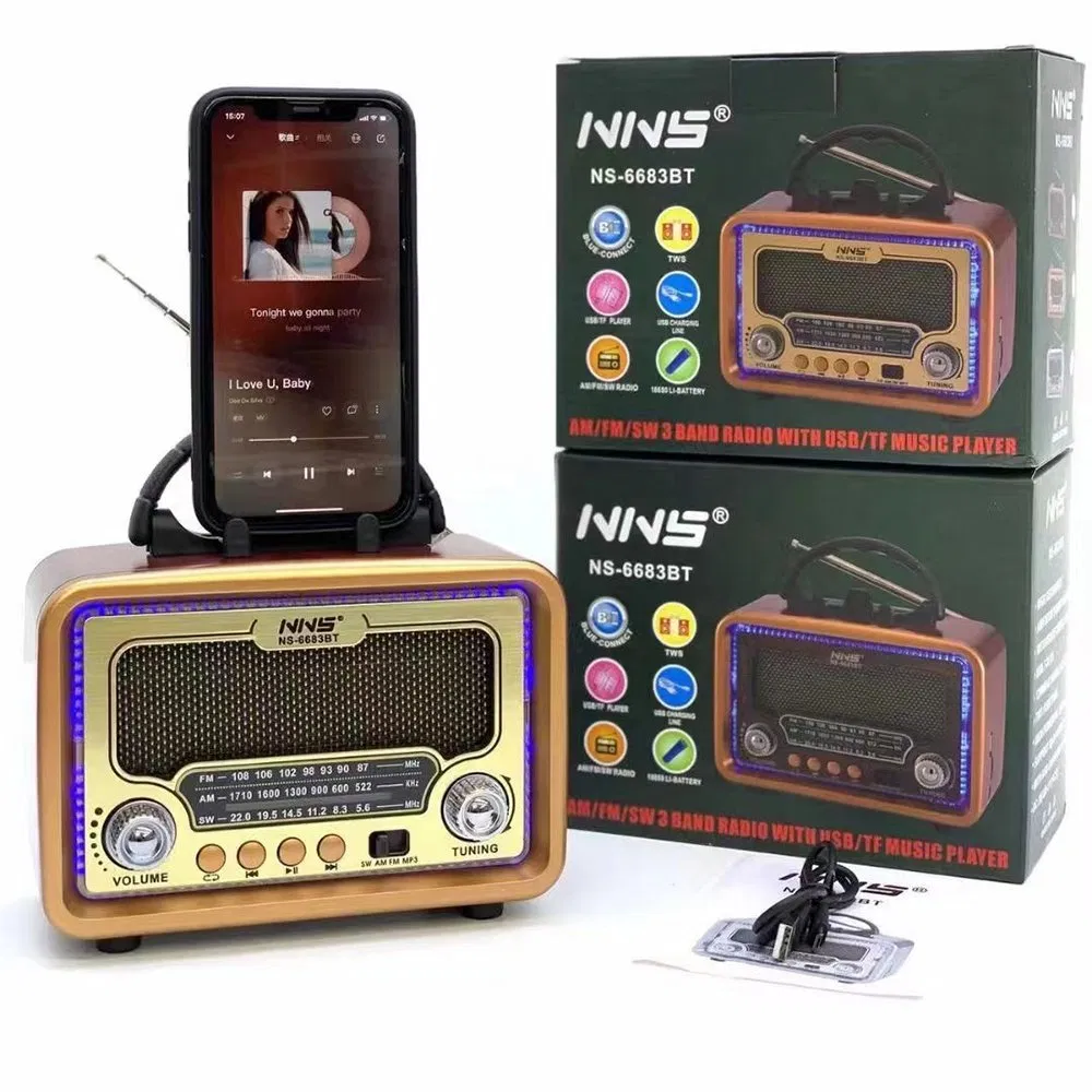 Ретро радио NS6683BT с Bluetooth, деревянный корпус