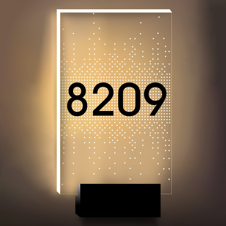Ezd New Design Acrylic Illuminated Hotel House Door Number Sign with Light