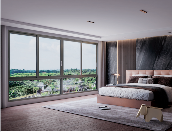 Elegant Sliding Window with Powder Coating and 125mm Profile Depth