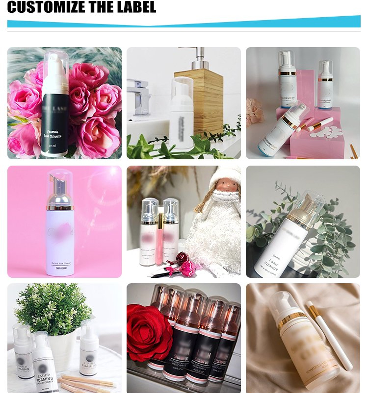 Eyelash Extension Cleanser 60ml Eyelash Shampoo Kit Eyelid Foaming Cleanser Clean for Extensions Natural Lashes