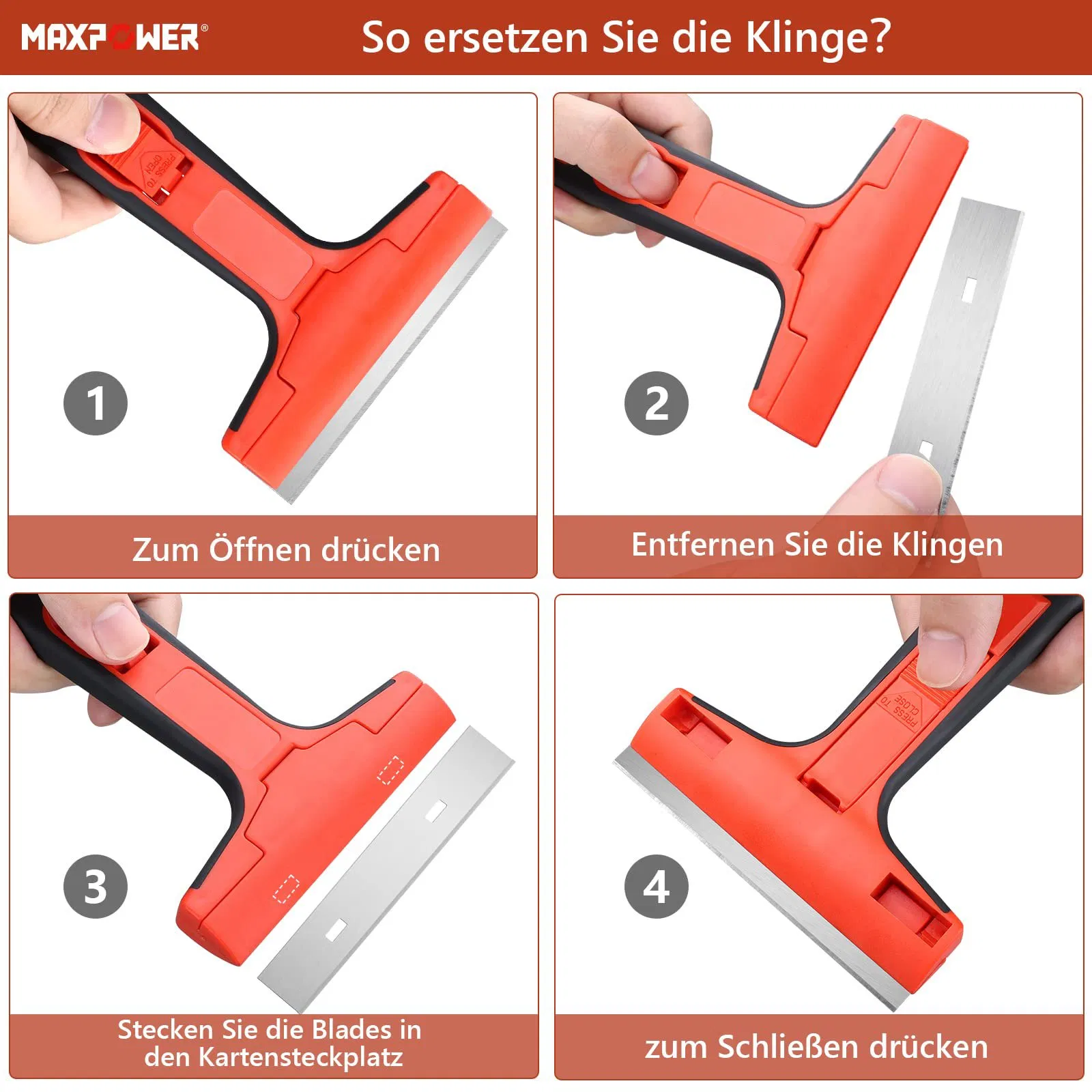 Hautine Cleaning Window Plastic Scraper with Metal Blades