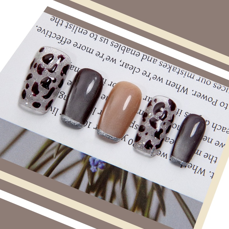 Wild Leopard Press-on Nails with Silver Accents