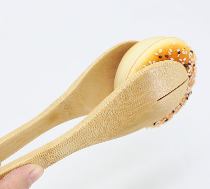 Kitchen Serving Round Head Tongs Bamboo Clip for Barbecue /Food /Bread Use