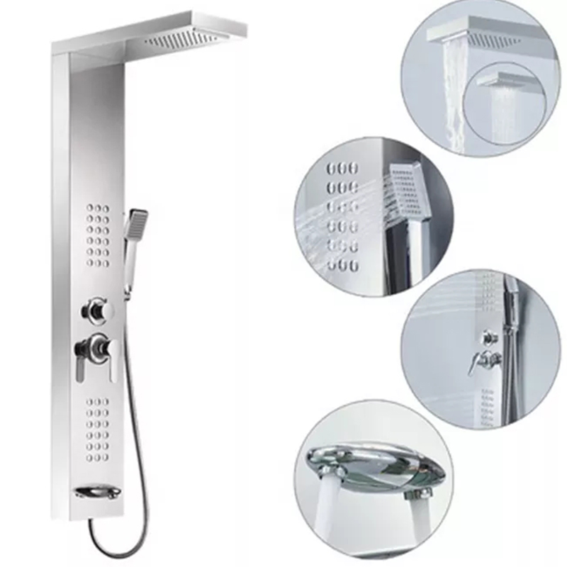 Stainless Steel Brushed Wall Mount Shower Panel Column Towers
