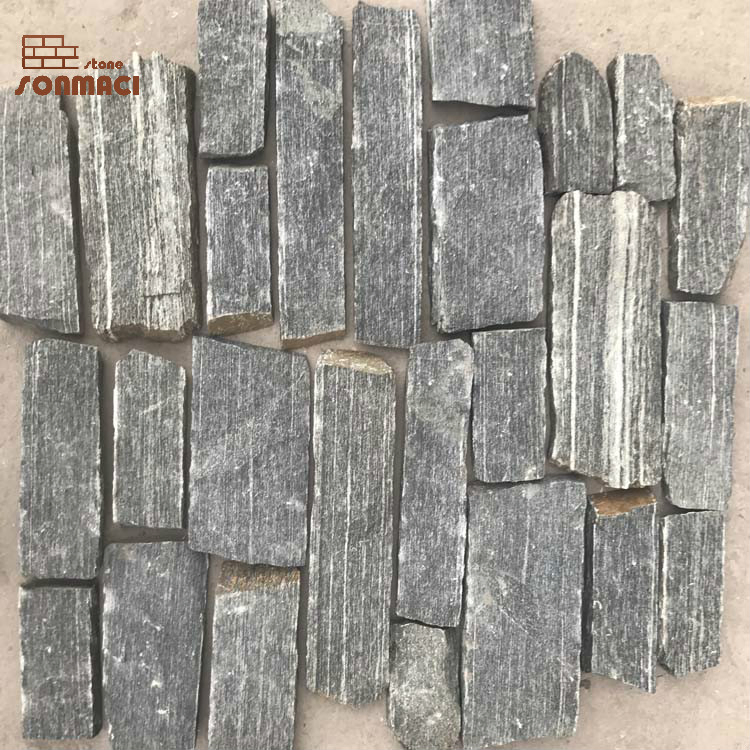Natural Masonry Slate Black Color Castle Wall Stone
