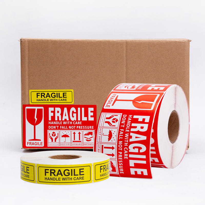 Large Roll of Coated Paper Self-Adhesive Logistics Transportation Fragile Warning Label Sticker