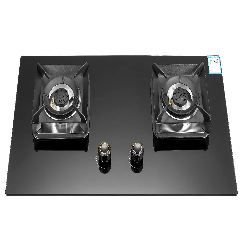 Built in Cookware Stainless Stee/Tempered Glass 2 Burner Gas Stove