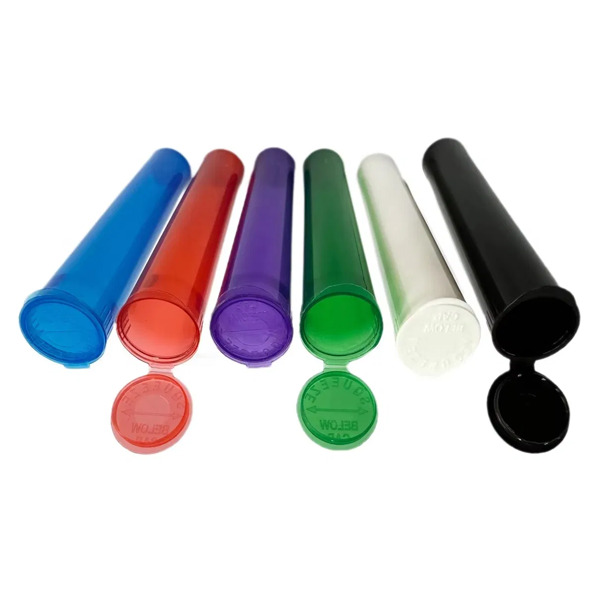 Custom Multi Colors Child Resistant Plastic Squeeze Open Pop Top Tubes 96mm 109mm 116mm Pre Roll Tubes Packing Roll Tube Label