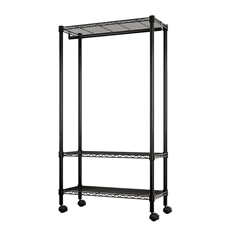 Indoor Metal Clothes Dryer Rack 3 Tiers Garment Shelf with Wheels for Livingroom or Laundry Room