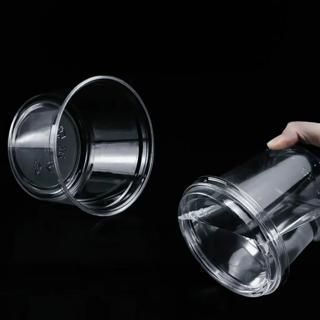 Clear Eco-Friendly Plastic Fruit Salad Cup with Dome/Flat Lid Vegetable Salad Container