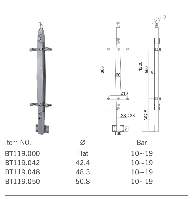 Good Quality Stainless Steel Handrail Balustrade Fitting (BT119)