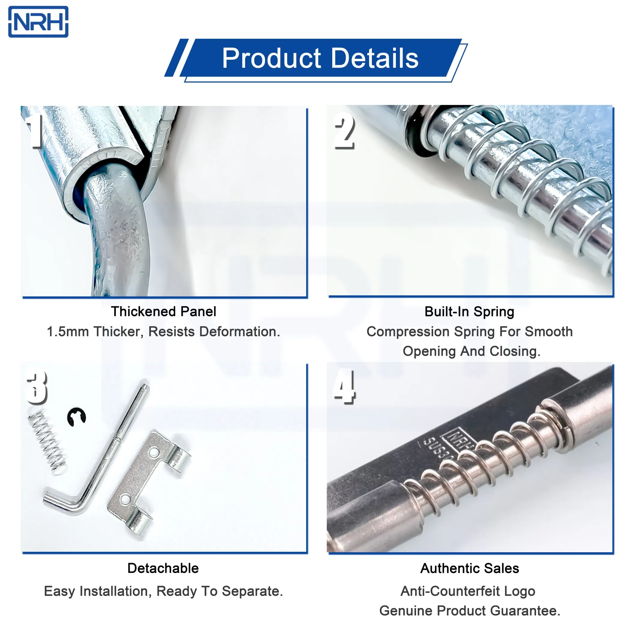 Nrh R7954 Weather Resistant Spring Latch for Outdoor Gates Zinc Plated