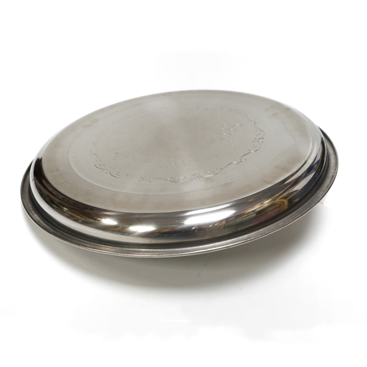 Cheap Round Stainless Steel Storage Ttrays & Fruit Tray with Pattern