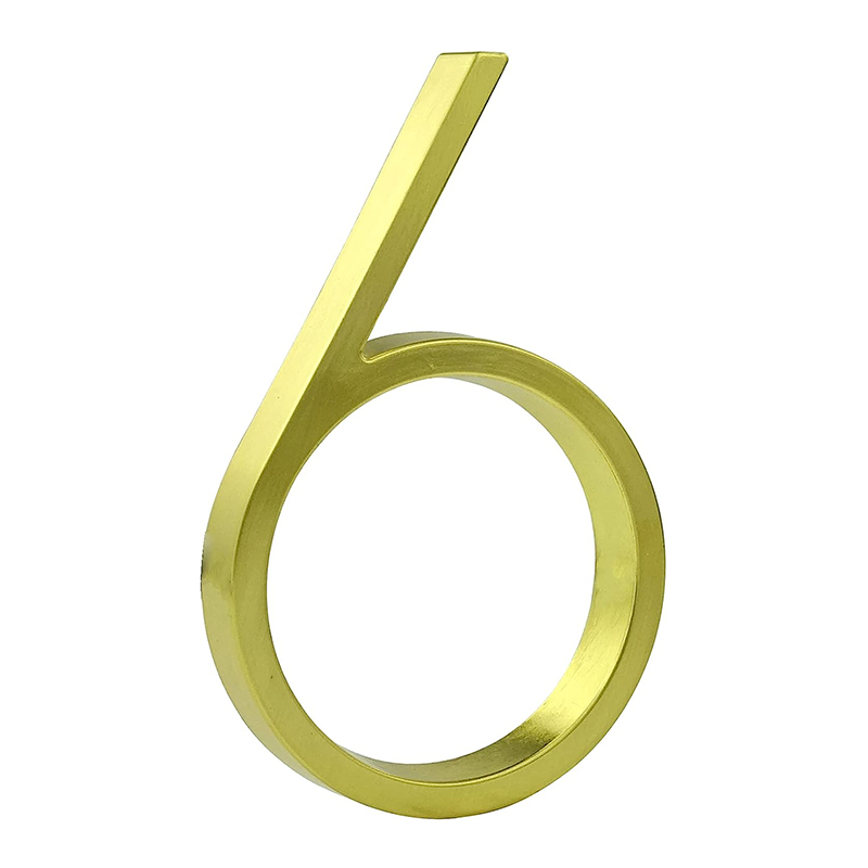 Modern Floating 3D House Number Gold