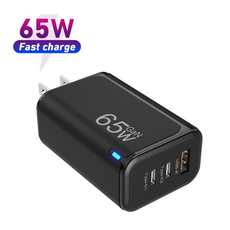 65W GaN Charger Pd 65watt Travel Chargers Multi Function Transparent Charging Pd Power Adapter