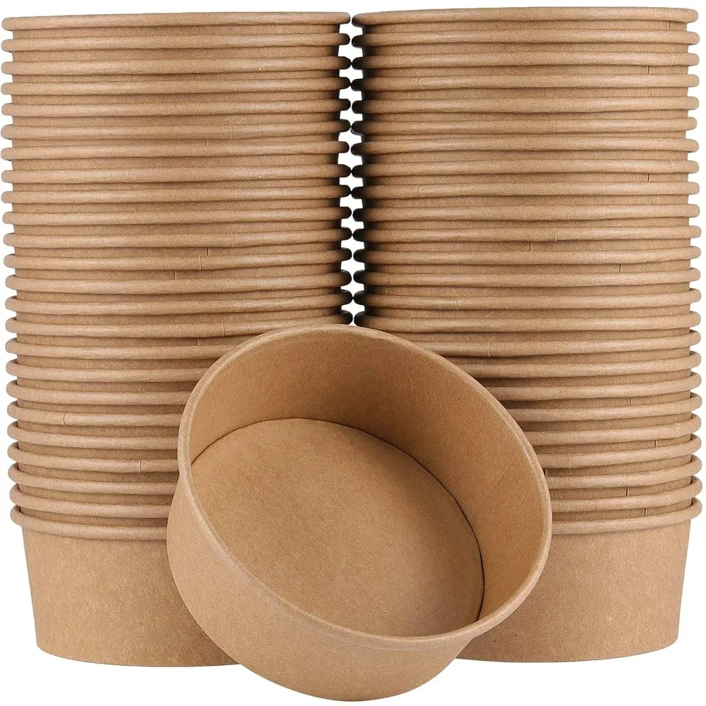 Wholesale Custom Disposable Round Shape Kraft Paper Salad Bowl Take Away Food Paper Bowl with Lids