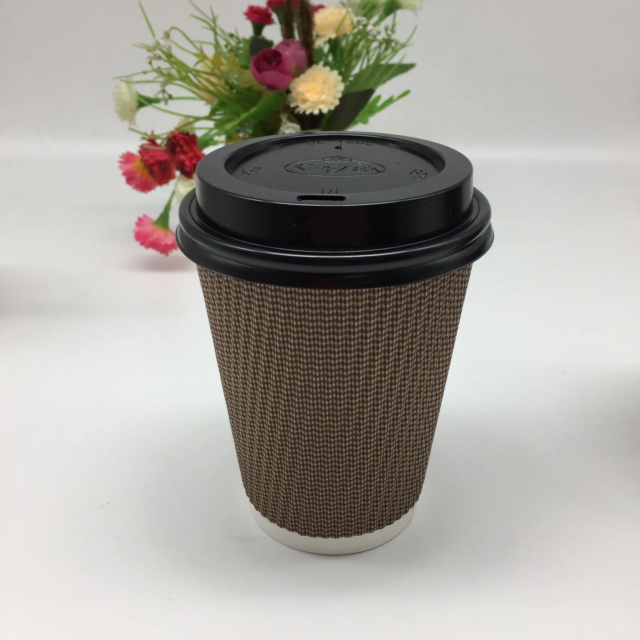 Биоразлагаемые бумажные стаканы 12oz с крышкой PLA