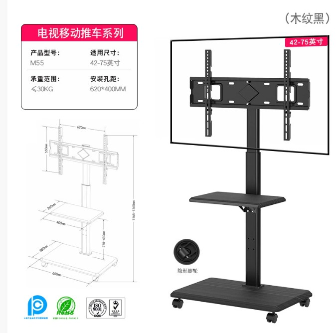 Mobile Adjustable TV Cart for Professional Meetings and Presentations