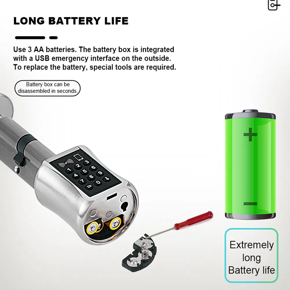 Smart Lock Cylinder Europe Tuya APP Keyless Smart Lock Cylinder with Password Card