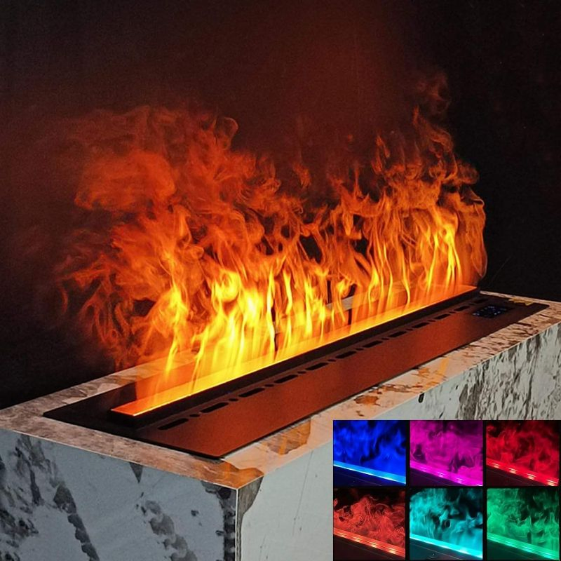 Modern WiFi LED Flame Artificial-Logs Water Vapour Mist Steam Electronic Fireplace
