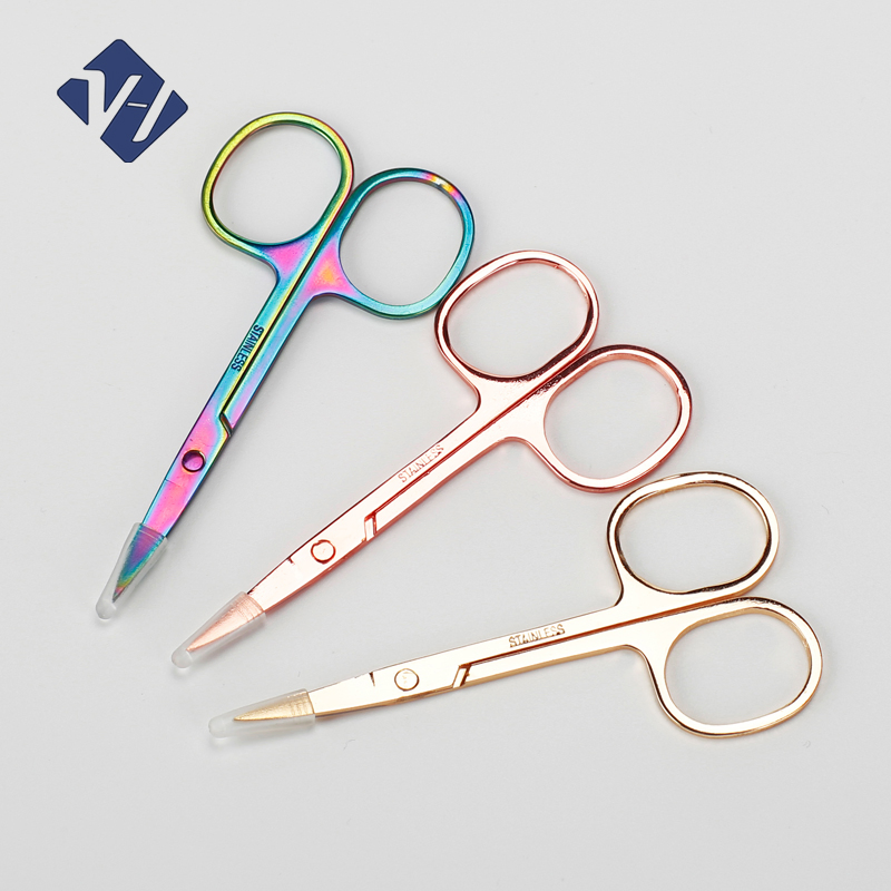 Stainless Steel Eyebrow Scissors Round Tip Eyelash Makeup Tool Scissors Gold