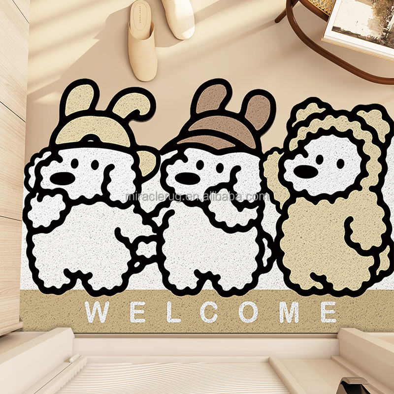 Solid Color PVC Welcome Doormat Door Mats Cushion Commercial Logo Flooring Standing 3G Anti-Slip Area Rug Gripper Mat