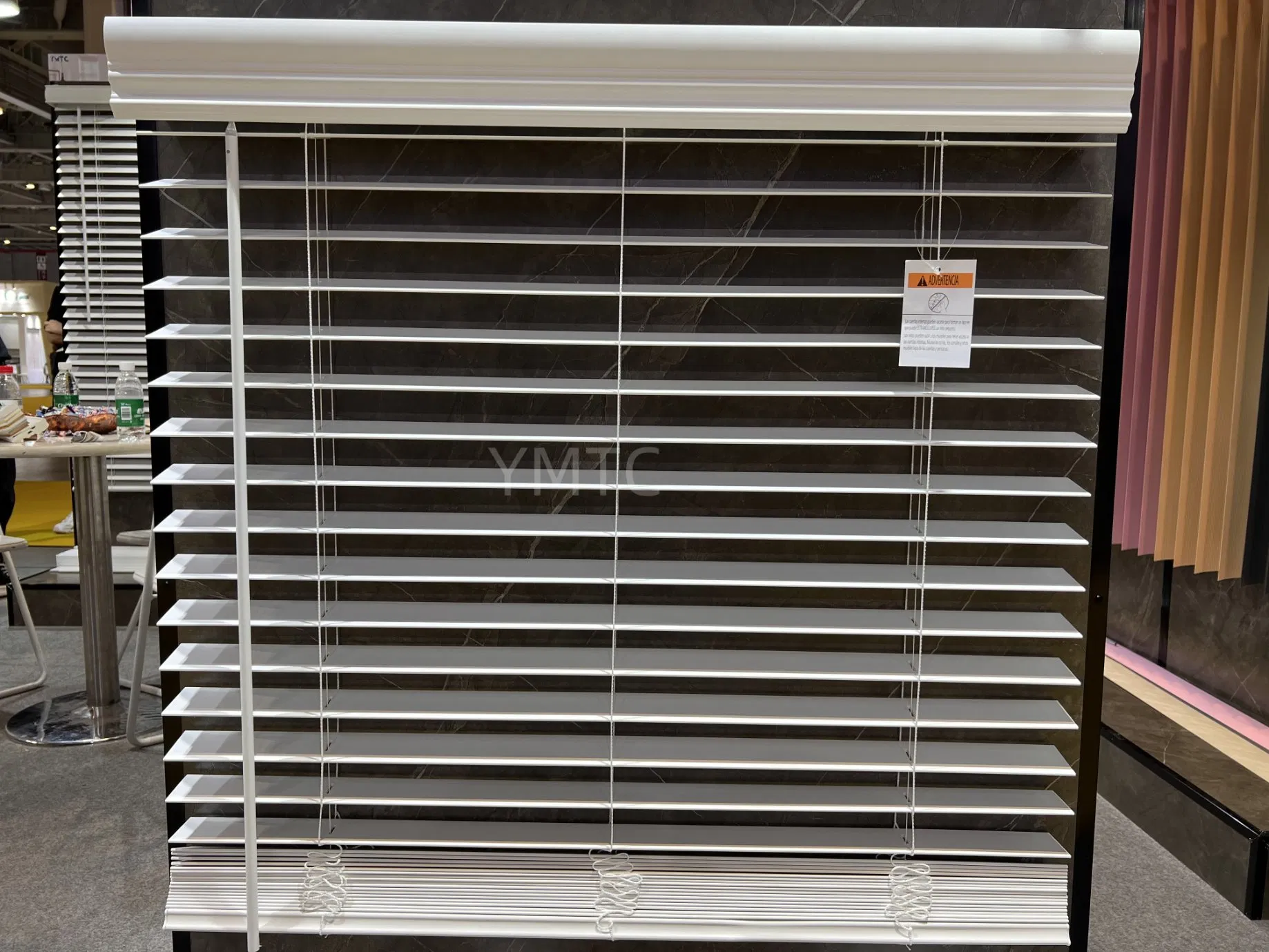 Custom 2" Cordless White Flat PVC Fauxwood Blinds with Wand Control