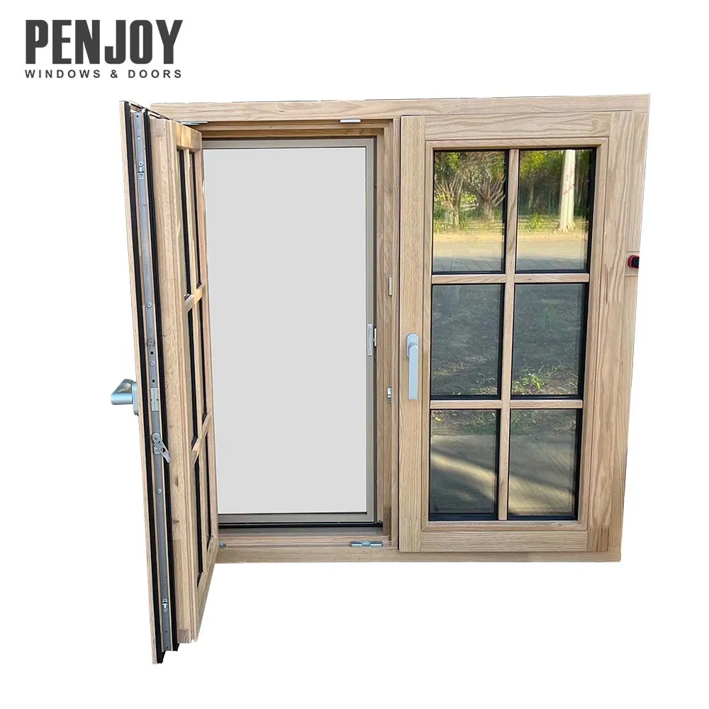 Penjoy Double Glazed Grills Design Customized Color Solid Wood in-Swing Tilt and Turn Windows