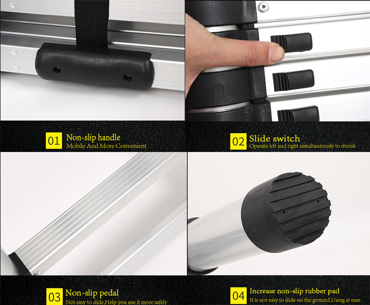 2.6m GS Approved Anti-Corrosion Coating for Factory Assembly Line High Reach Telescopic Ladder