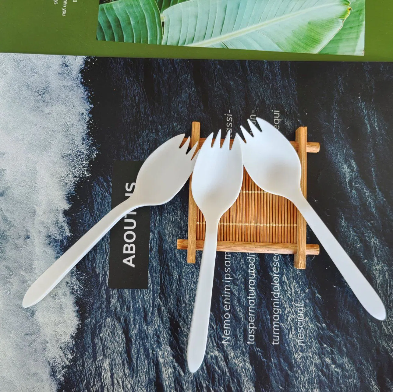Compostable Biodegradable Utensils PLA Disposable Cutlery Spork Single Use Biodegradable