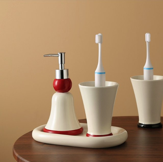 Premium Ceramic Dispenser Smooth Operation Bathroom Accessories 3PCS