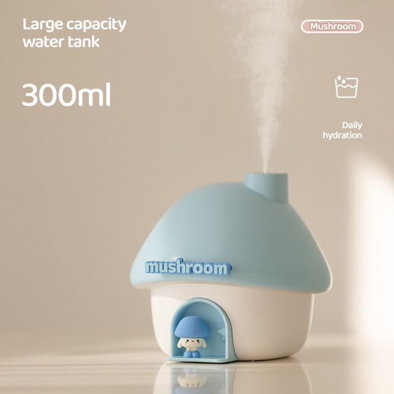 Rechargeable Portable 300ml Mushroom House Night Lamp Humidifier Mini Air Humidifier