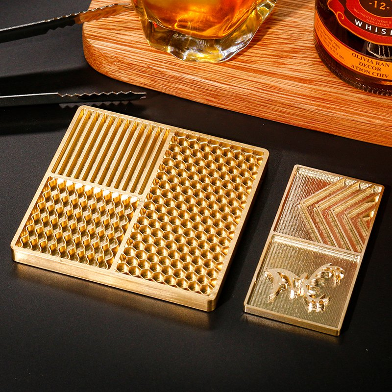 Ice Cube Designer Stamp Personalized Craft Modern Ice Cube Molds for Whiskey, Bourbon, Cocktails Custom Ice Stamp Plate Tray