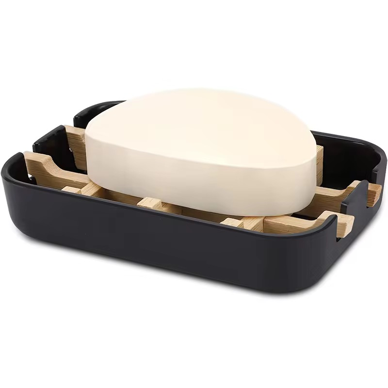 Natural Bamboo Non-Slip Self-Draining Wooden Soap Dish