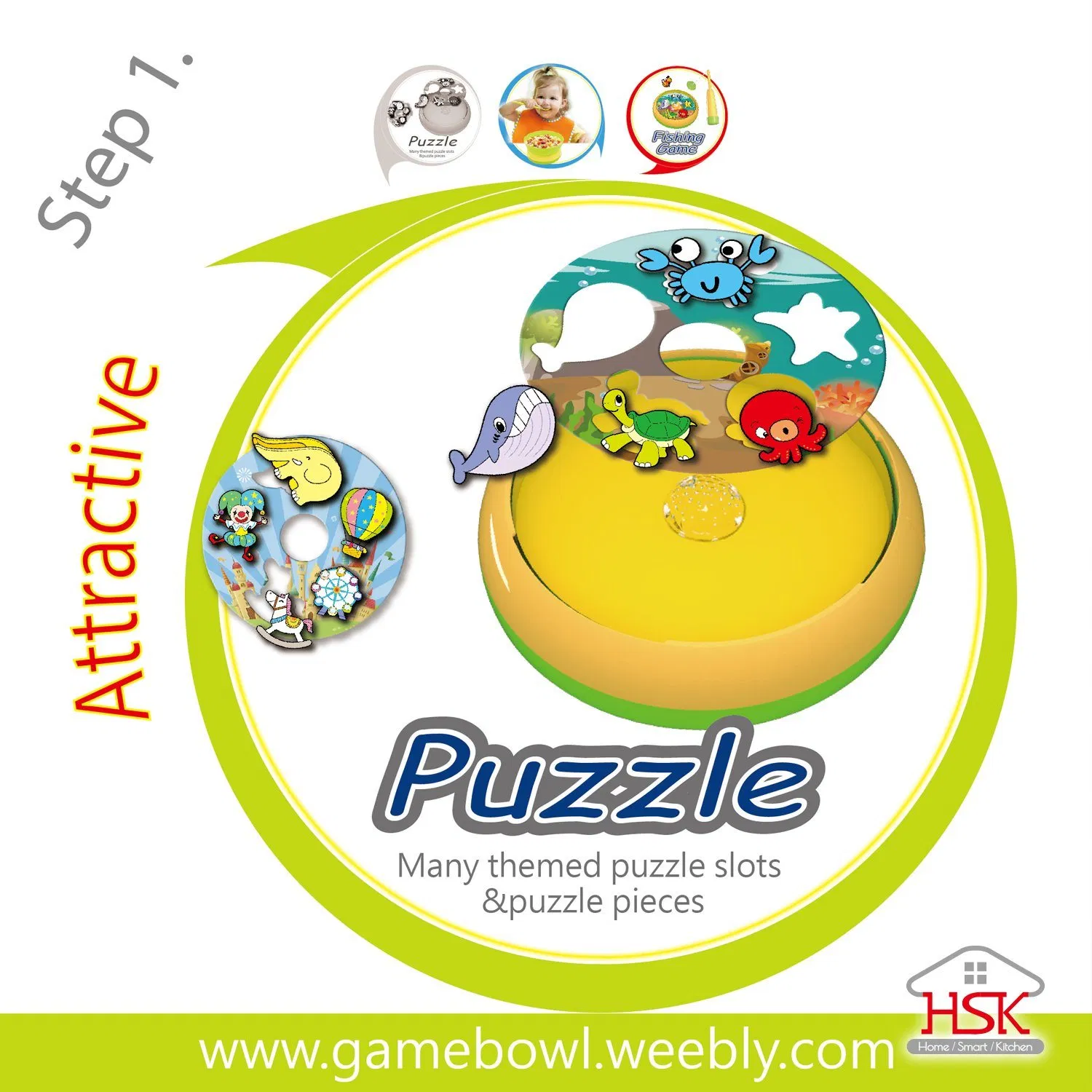 Kids Eating Bowl Puzzle Finishing Music and Light Toy