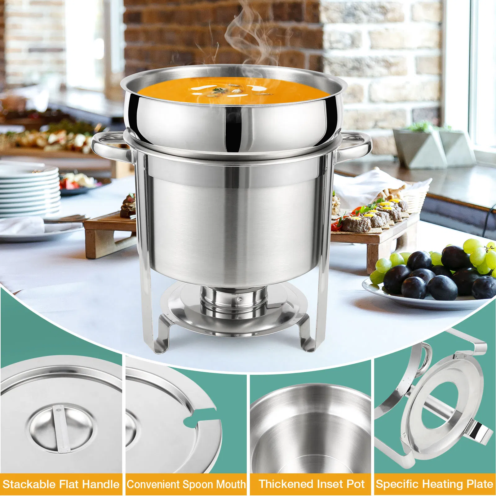 Buffet Server Commercial Small 7L 11L Chafer for Soup Warmer Soup Chafer Dish